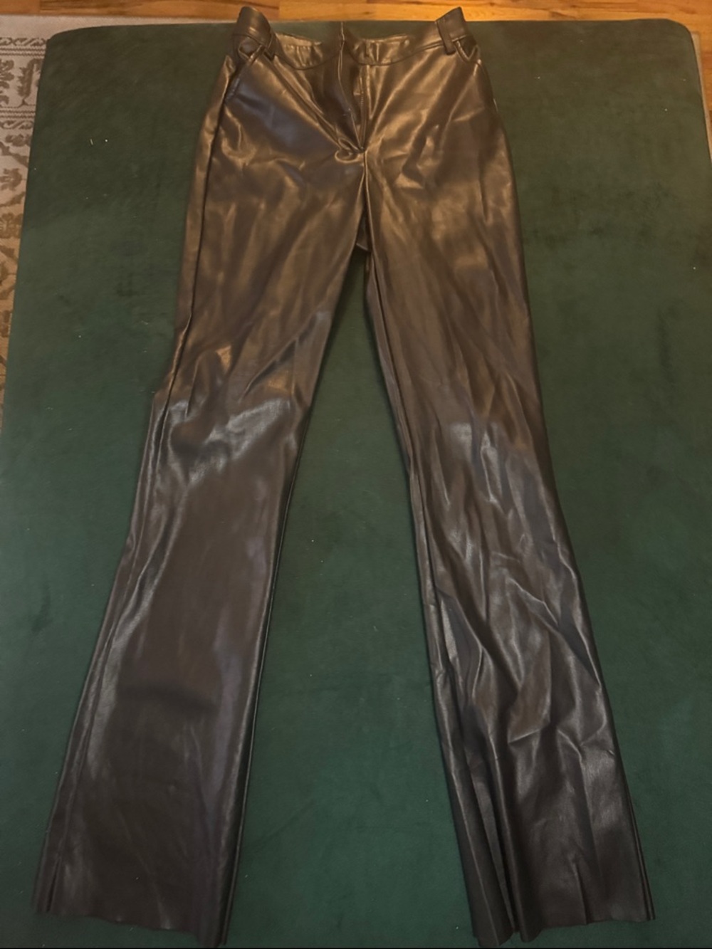 Meshki Black Faux Leather Straight-Leg Pants